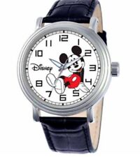 Disney Vintage Mens Mickey Mouse Black Leather Strap Watch, One Size picture