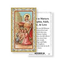 Saints St. Sophia, Faith, Hope  & Love -  Gold Trim - Paperstock Holy Card picture