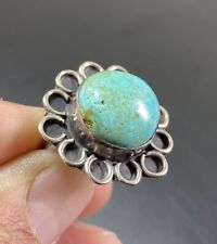 Vintage Navajo Native American Sterling Silver .925 Round Turquoise Ring picture