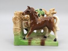 Tilso Japan Vintage Ceramic Porcelain Horse  & Fence Statue Figue Bookend picture