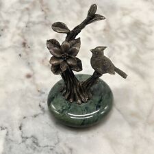 Vtg George Good Cardinal Figure On Branch Pewter- Marble Base Home Decor picture