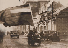 MANCHURIA SINO JAPANESE WAR FLAG STREET SCENE 1930s VINTAGE PRESS Photo C46 picture