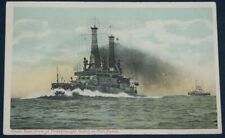 Close Bow View of Dreadnaught Going Full Speed Postcard 1917 picture