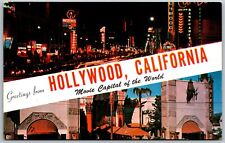 Vtg Hollywood California CA Dualview Banner Greeting Movie Capital View Postcard picture