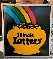 Vintage Illinois Lottery Rainbow Pot of Gold Doubled Sided Sign Advertisement picture