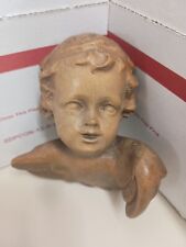Lovely Vintage Carved Wood Cherub Angel Head Wall Ornament  picture