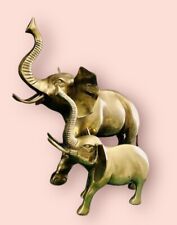 Set 2 Vintage Large Small Lucky Brass Elephants Figure Statue Sculpture Korea picture