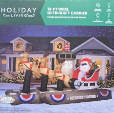 NEW - Gemmy Holiday Living 13 Foot Deercraft Carrier Inflatable (Santa Christmas picture