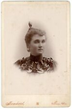 CIRCA 1880'S CABINET CARD Beautiful Woman Victorian Dress Memhard Portage, WI picture