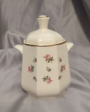 Harkerware Sugar Bowl W/ Lid And Pink Roses USA picture