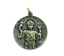 Vintage Gold Bronze Tone 1932 Catholic Religious Monogrammed Medal / Pendant picture