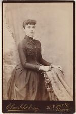 Antique Cabinet Card Photograph Woman Sitting Pose Victorian Chickering Photogra picture
