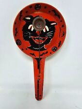 Vintage Tin Halloween Noise Maker Kirchhof Black Cat Clapper picture