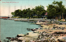 1908 Astoria LI NY Shore Road, Orig. VTG Postcard picture