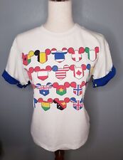 Vintage Made In USA Disney Mickey World Flags Top. Youth Size 12 Y2k picture