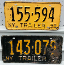 Lot of 2 1957 1958 New York Trailer License Plates 143-079 155-594 picture