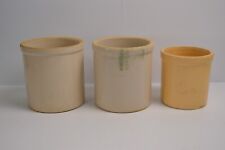 3 Vintage Small Pottery Crocks Unmarked Collectible Farmhouse Home Decor Country picture