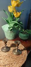 Pair of Vintage Mini Brass Candlestick Candle Holders  picture