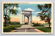 c1936 Linen Postcard Valley Forge PA Pennsylvania National Memorial Arch picture