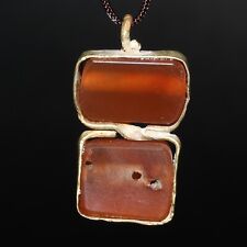 Genuine Ancient Roman Gold Pendant with Carnelian Stone Ca. 1st - 2nd Century AD picture