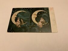 Spooning in the Moon ~ Lovers /Stars / Crescent Moon - 1907 Antique Postcard picture