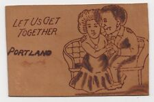 Let Us Get Together Portland Unposted Antique Romance Leather Postcard picture