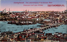 Postcard Istanbul Turkey Constantinople Panoramic View New Bridge Unposted picture