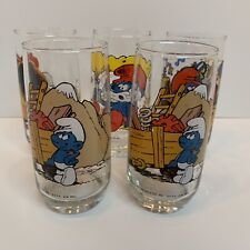 5 Vintage Peyo 1982 Smurf Collector Drinking Glasses-Papa/ Hefty/Jokey EUC picture
