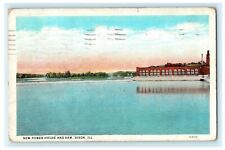 New Power House and Dam Dixon Illinois 1929 Vintage Antique Postcard picture
