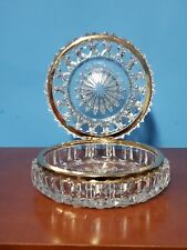 VINTAGE FRENCH CUT STYLE LEAD CRYSTAL HINGED JEWELRY TRINKET POWDER BOX CASKET picture