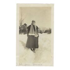 Antique Snapshot Photo Pretty Woman In The Snow 1920 Photograph Captioned picture