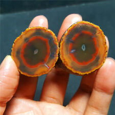 RARE 1 pair 71.4g Natural rough Warring States Red Agate Crystal Healing 5716+ picture