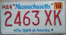 2010 Massachusetts License Plate 2463 XK - The Spirit of America picture