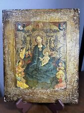 Orthodox, Russian icon: MADONNA & CHILD with ANGELS ON BOARD, 12