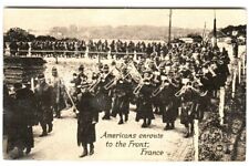Postcard WW1 American Soldiers Enroute to the Front France Band Playing War Card picture