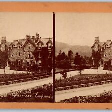 c1890s Grasmere, England Prince of Wales Lake Hotel Real Photo Stereoview UK V40 picture