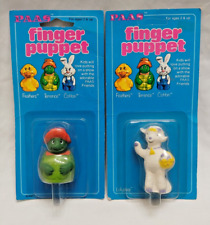2 Vintage 80's PAAS Finger Puppets ~ Lollychop and Terrence ~ USA Made ~ NOS Lot picture