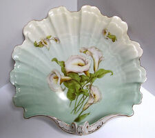 Vtg Porcelain Calla Lily's Shell Shaped 11 inch Bavaria Germany Serving Dish picture