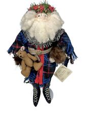 17” Highland Santa Folk Art Christmas Plush Figurine Doll with Stand picture