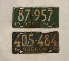 1941  1942 Oregon License Plates Lot of 2 picture