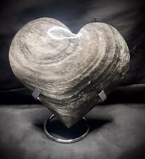 Large Silver Obsidian Heart Carving With Stand picture
