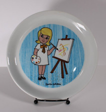 HOLIDAY INN Childs Plate Vintage 1960s Shenango LAURIE HOLIDAY Painter Girl Blue picture