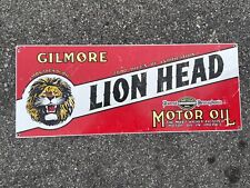 Antique Vintage Sign Gilmore Lion Head Oil Gas Reproduction picture