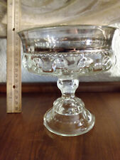 antique pressed glass compote pedestal dish bowl c 1900 ,3part mold picture