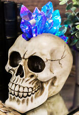 Colorful LED Night Light Mohawk Crystal Hair Skull Figurine Macabre Statue Decor picture