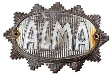 Vintage Alma Travel Trailer Metal Badge Decal Original picture