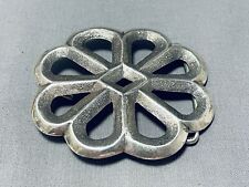 IMPORTANT VINTAGE NAVAJO STERLING SILVER FLOWER BUCKLE picture