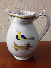 Vintage Italian Hand Painted Pottery Pitcher, Yellow Bird, Farmhouse picture