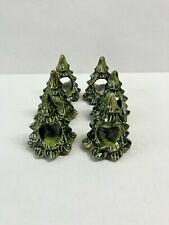 Vintage Set 6 Ceramic Christmas tree Evergreen Hand painted Napkin Ring Holders picture