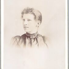 c1880s Monroe, Wis Cute Young Woman Cabinet Card Photo Lady Girl Copeland WI B11 picture